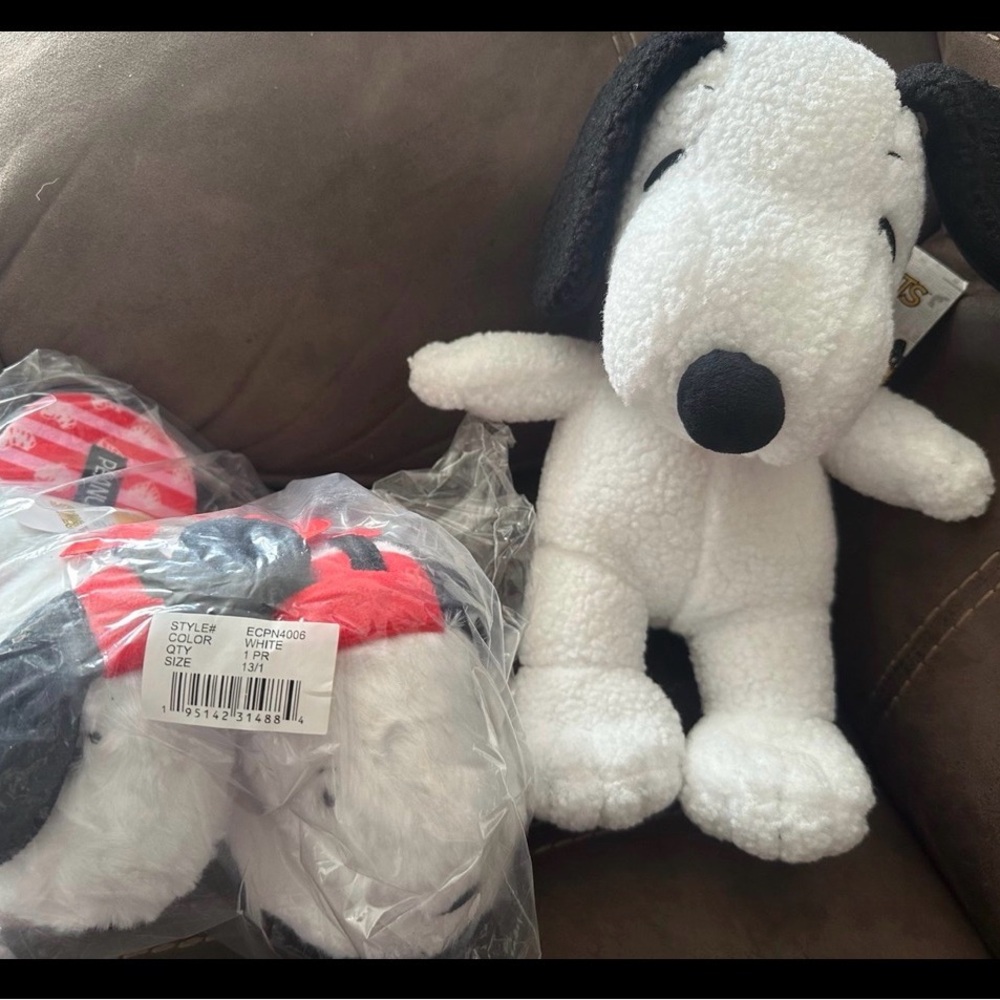New snoopy slippers and backpack